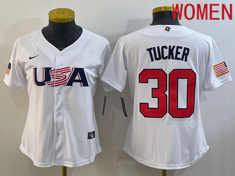 Women 2023 World Cub USA #30 Tucker White Nike MLB Jersey6